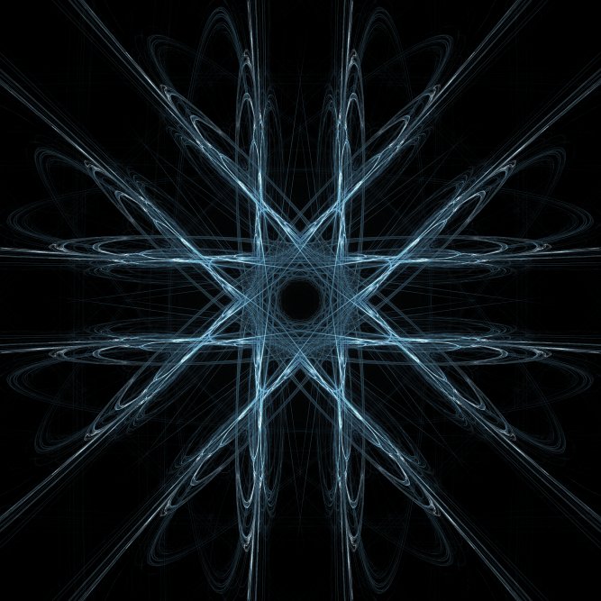 blue fractal light in the form of an eight point star